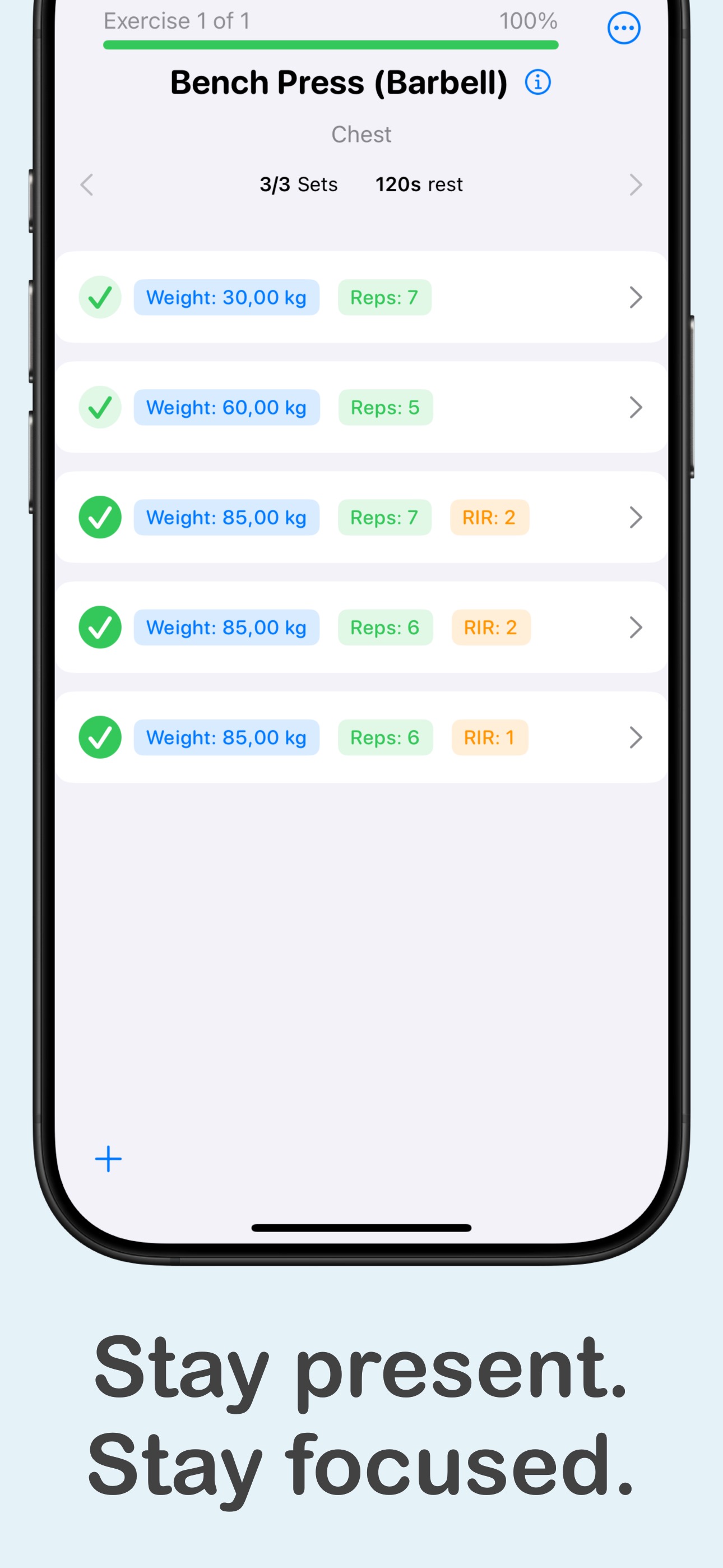 Workout tracking interface